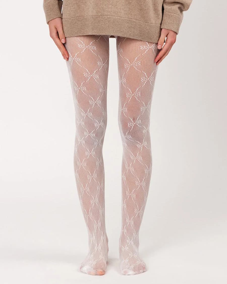 Bow Pattern Fishnet Tights — view 2 Bow Pattern Fishnet Tights — view 2