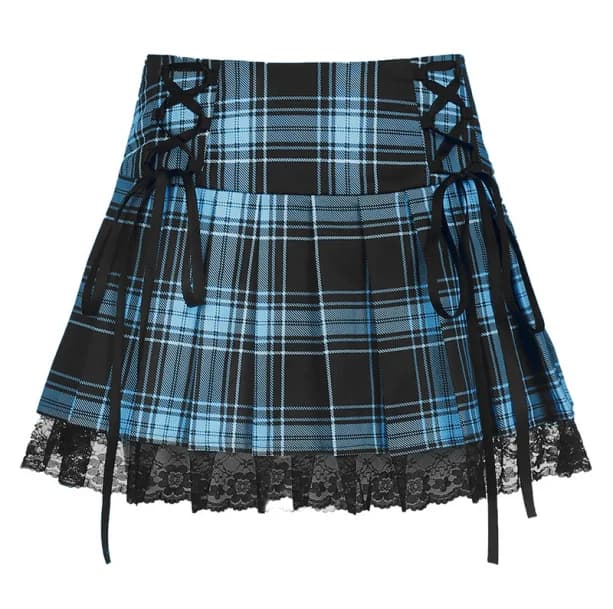 Lace Up Plaid Skirt — view 3 Lace Up Plaid Skirt — view 3