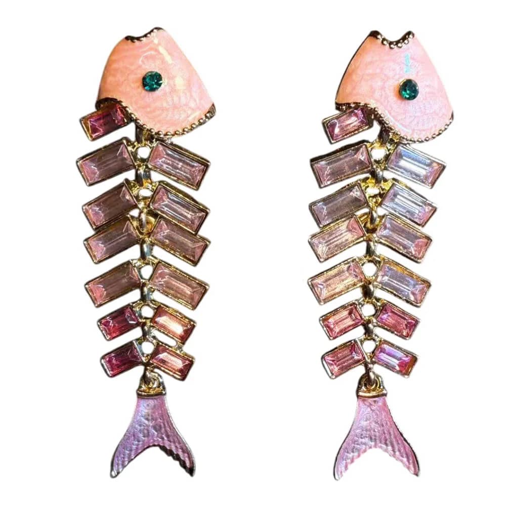 Pink Fishbone Earrings — view 1 Pink Fishbone Earrings — view 1