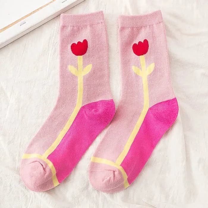 Pink Tulip Socks — view 2 Pink Tulip Socks — view 2