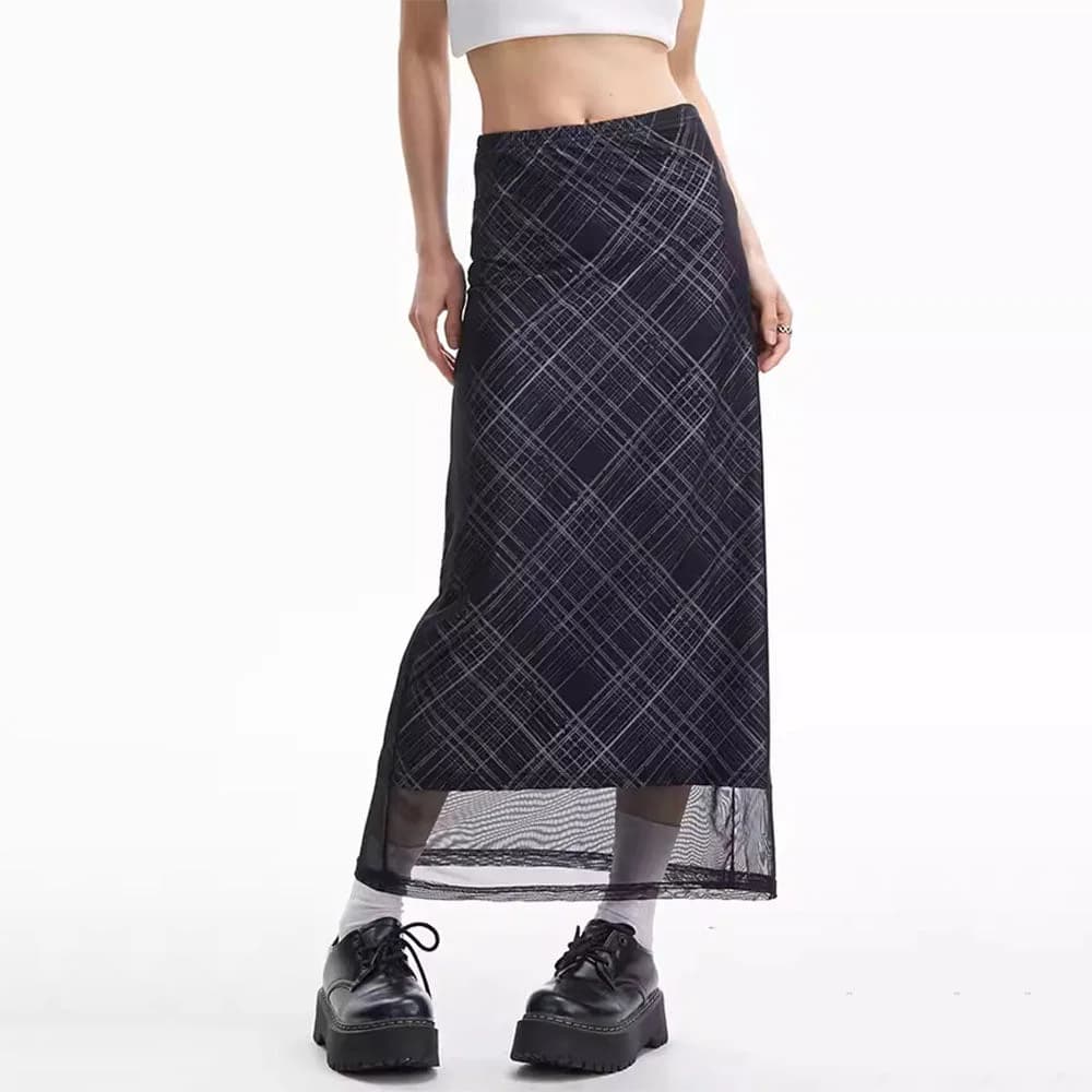 Less Conversation Plaid Maxi Skirt — view 1 Less Conversation Plaid Maxi Skirt — view 1