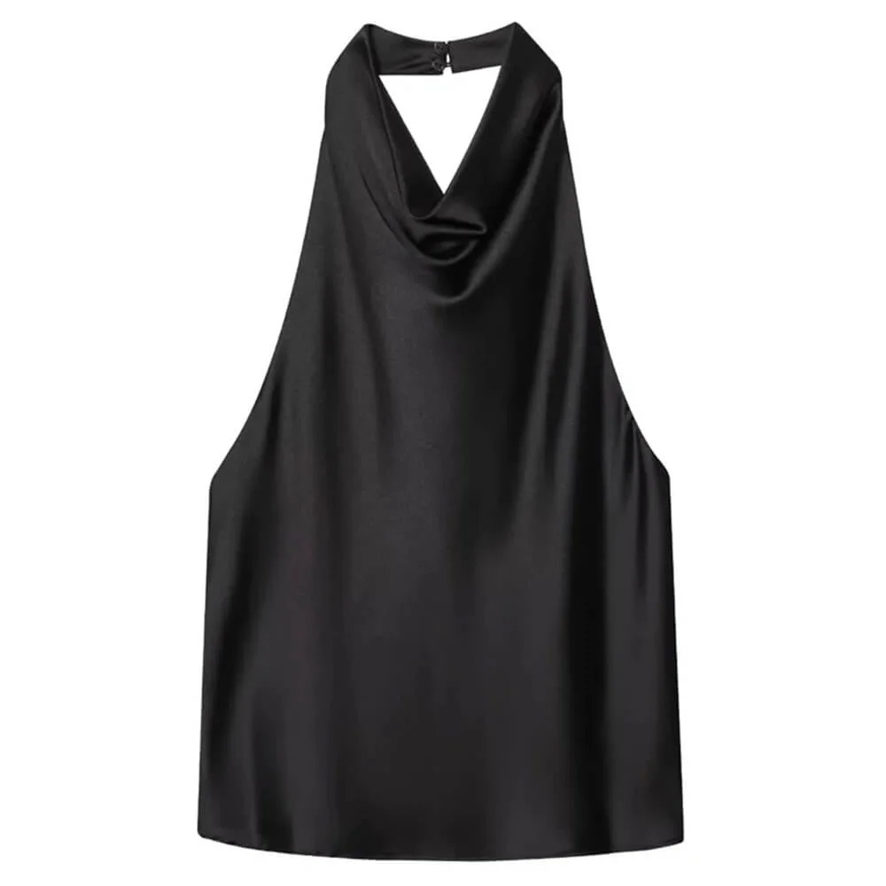 Old Money Satin Halter Top — view 2 Old Money Satin Halter Top — view 2