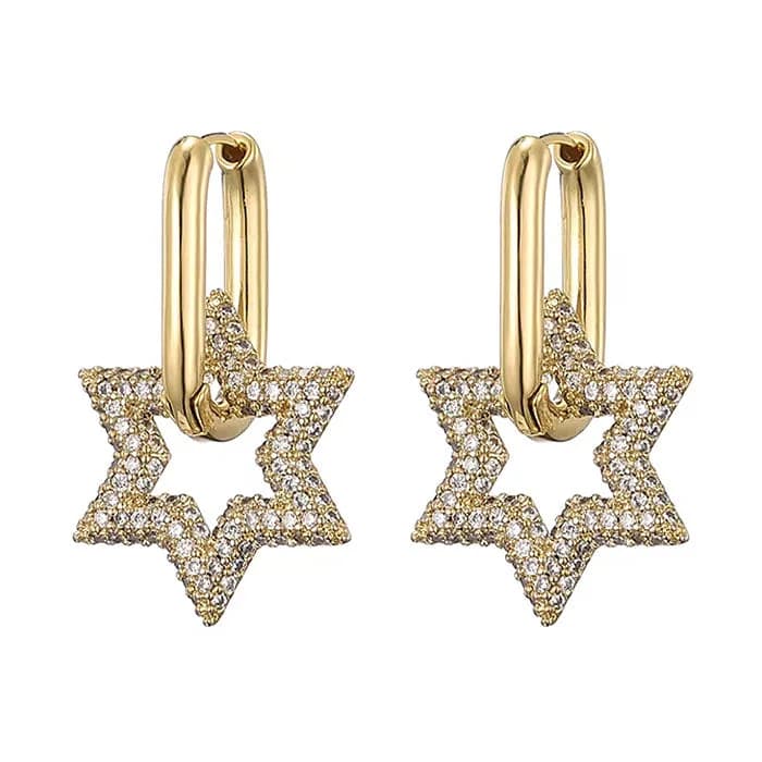 Crystal Star Hoop Earrings — view 2 Crystal Star Hoop Earrings — view 2