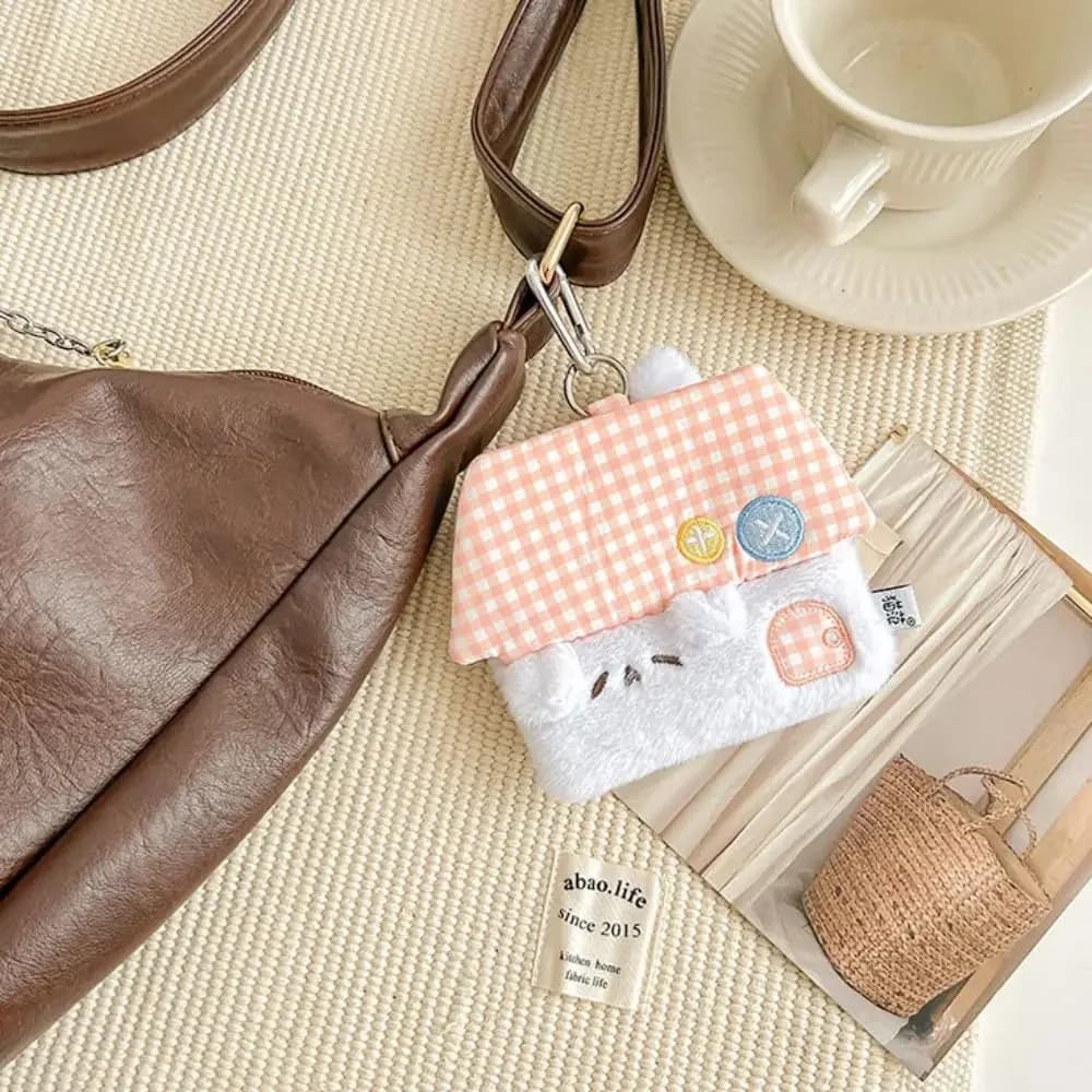 Plush Gingham House Pencil Case and Coin Purse — view 2 Plush Gingham House Pencil Case and Coin Purse — view 2
