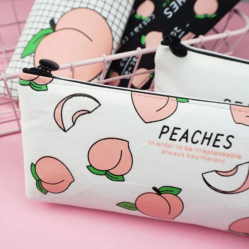 Peach Print Makeup Bag and Pencil Case — view 2 Peach Print Makeup Bag and Pencil Case — view 2