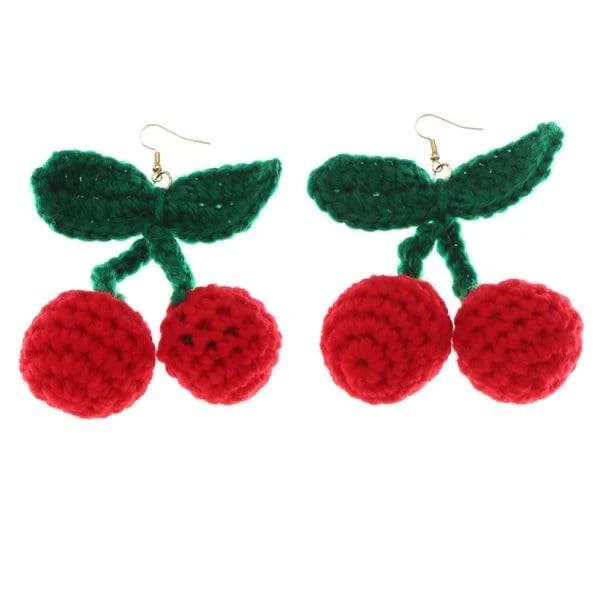 Crochet Cherry Earrings — view 1 Crochet Cherry Earrings — view 1