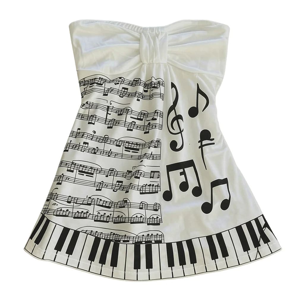 Piano Print Strapless Tube Top — view 1 Piano Print Strapless Tube Top — view 1
