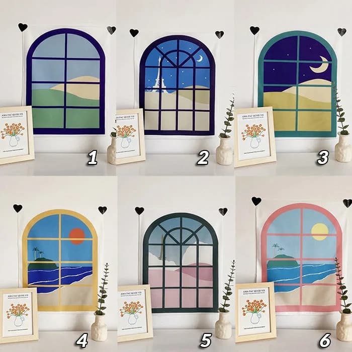 Cartoon Window Indie Wall Tapestry — view 2 Cartoon Window Indie Wall Tapestry — view 2