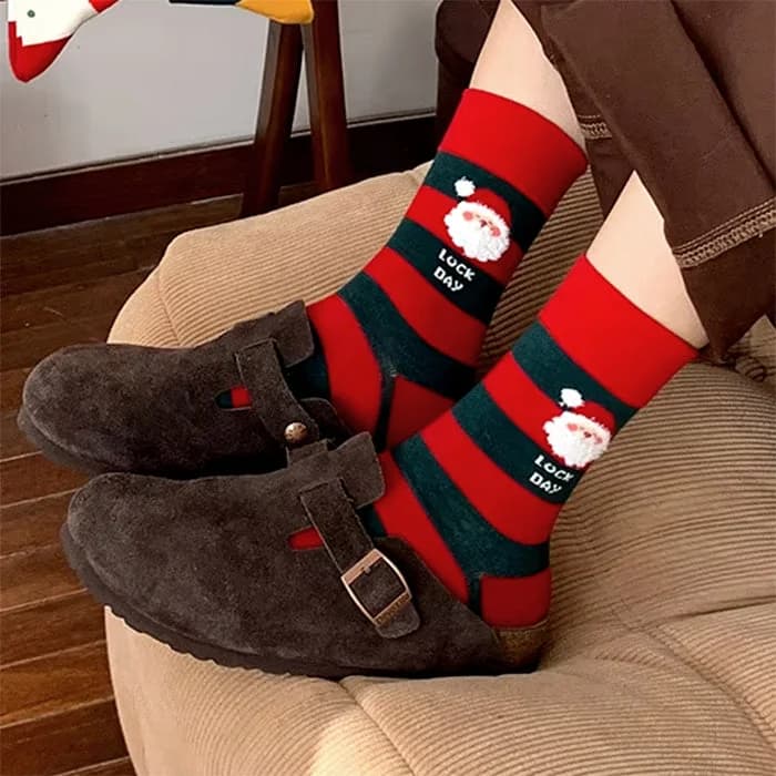 Santa Striped Socks — view 2 Santa Striped Socks — view 2