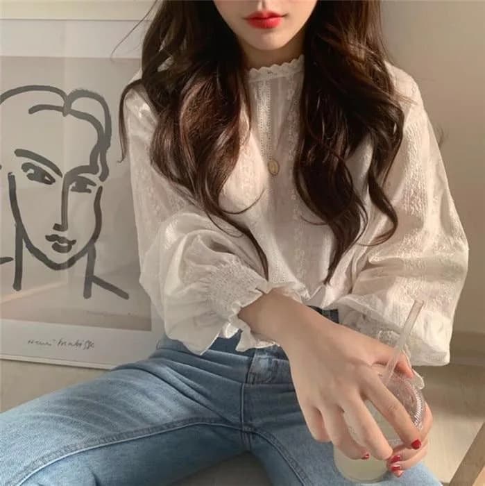 Aesthetic White Blouse — view 2 Aesthetic White Blouse — view 2