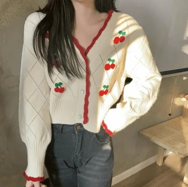 Cottagecore Cherry Sweater — view 2 Cottagecore Cherry Sweater — view 2
