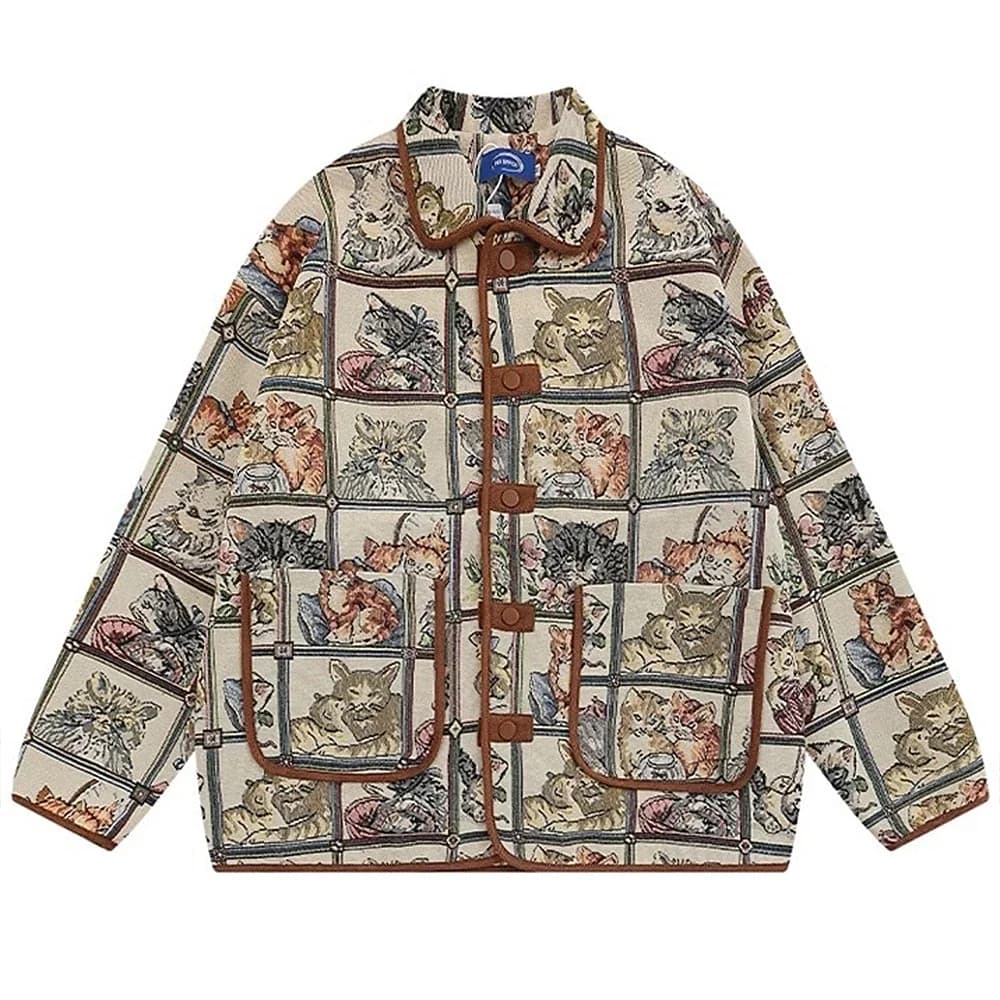 Oversized Cat Print Jacket — view 1 Oversized Cat Print Jacket — view 1