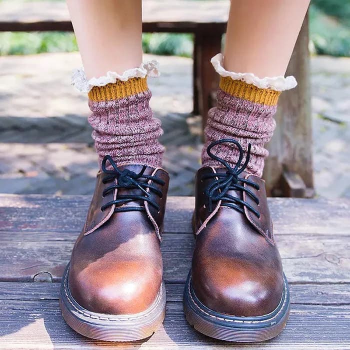 Cottage Ruffled Knit Socks — view 2 Cottage Ruffled Knit Socks — view 2