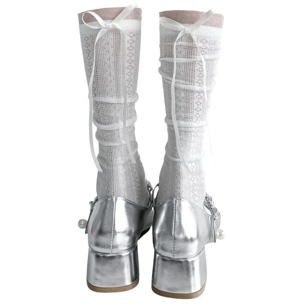 Coquette Girl Ribbon Bow Socks — view 2 Coquette Girl Ribbon Bow Socks — view 2