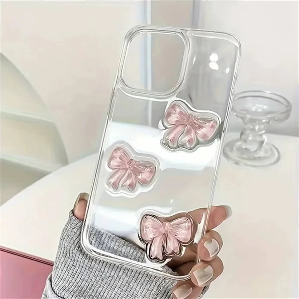 Pink Bows Clear iPhone Case — view 1 Pink Bows Clear iPhone Case — view 1