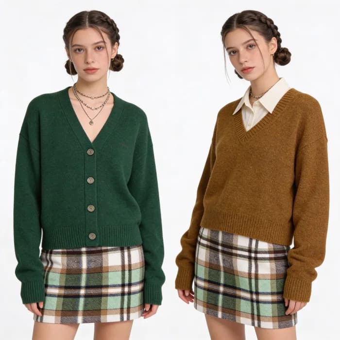 Green Academia Plaid Mini Skirt — view 2 Green Academia Plaid Mini Skirt — view 2