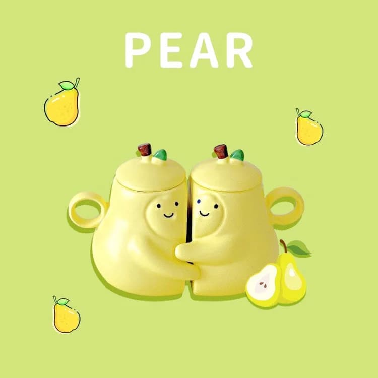 Pair of Pear-Shaped Couple Mugs — view 2 Pair of Pear-Shaped Couple Mugs — view 2
