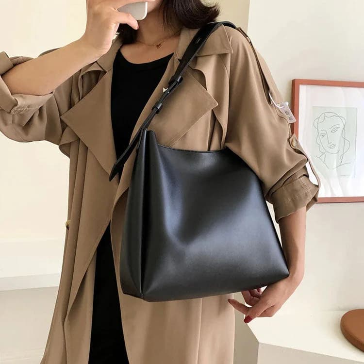 Minimalist Vegan Leather Tote Bag — view 2 Minimalist Vegan Leather Tote Bag — view 2