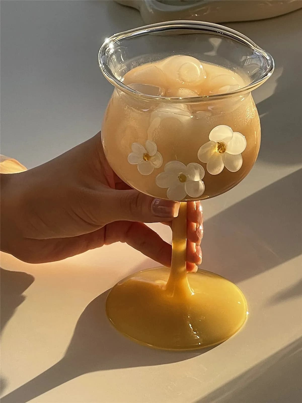 Flower-Designed Asymmetric Aesthetic Glass — view 2 Flower-Designed Asymmetric Aesthetic Glass — view 2