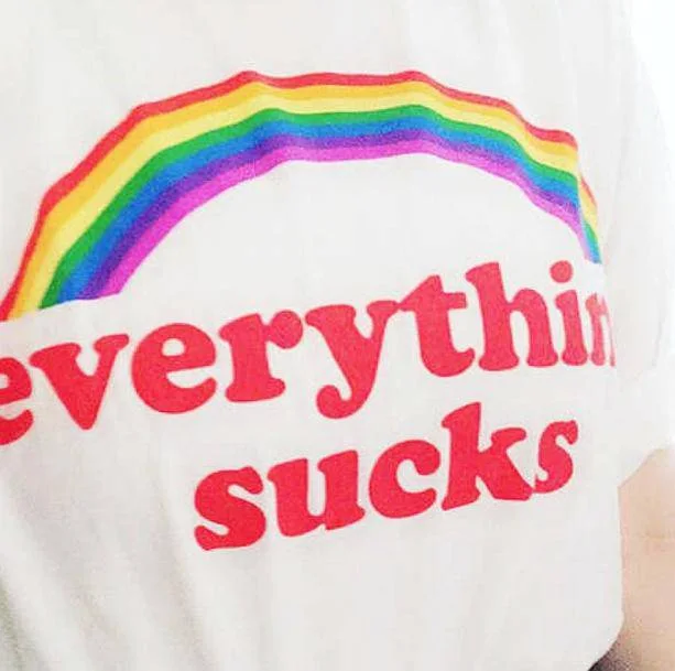 Everything Sucks Rainbow T-Shirt — view 1 Everything Sucks Rainbow T-Shirt — view 1