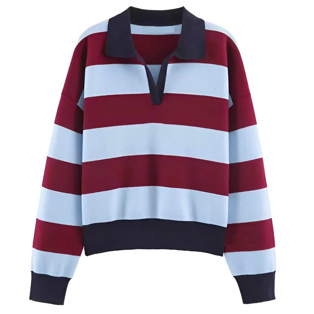 Campus Striped Rugby Collar Sweatshirt — view 1 Campus Striped Rugby Collar Sweatshirt — view 1