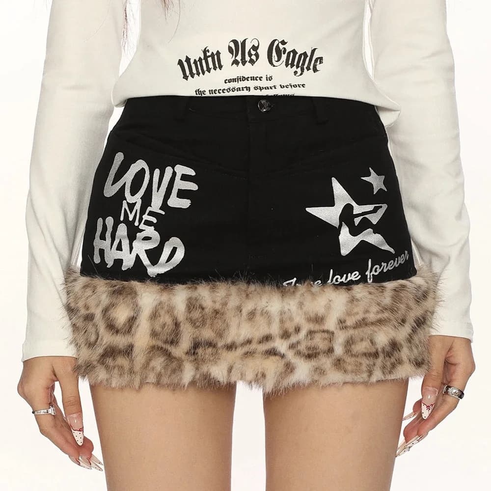 Ferocious Fancy Fuzzy Denim Skirt — view 2 Ferocious Fancy Fuzzy Denim Skirt — view 2