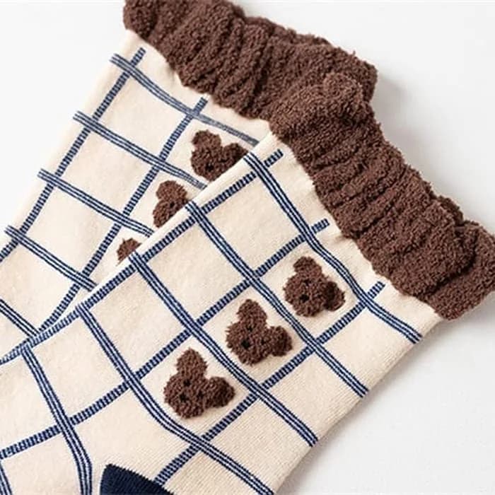 Bear Plaid Socks — view 2 Bear Plaid Socks — view 2
