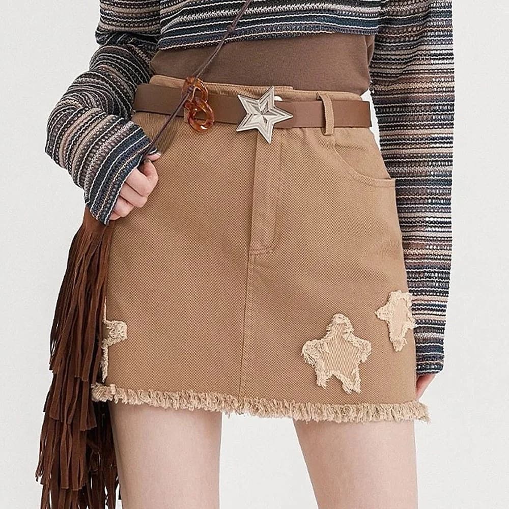 Star Patch Aesthetic Mini Skirt — view 2 Star Patch Aesthetic Mini Skirt — view 2