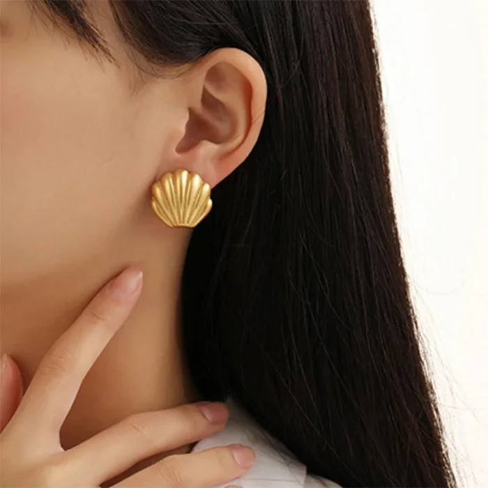 Minimalist Aesthetic Shell Earrings — view 2 Minimalist Aesthetic Shell Earrings — view 2