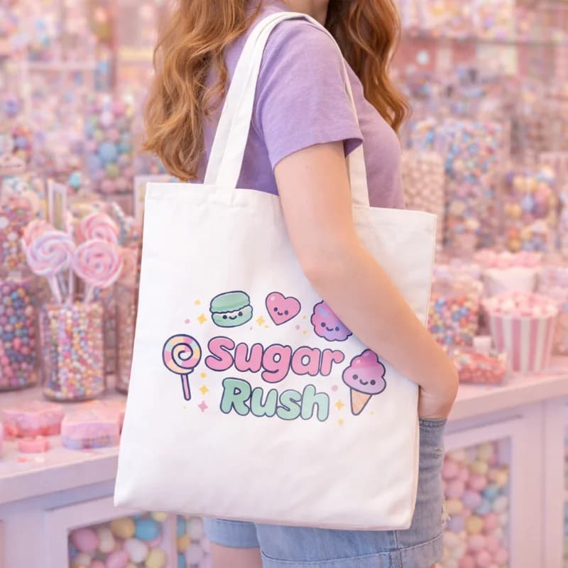 Kawaii "Sugar Rush" Candy Lover's Tote Bag — view 2 Kawaii "Sugar Rush" Candy Lover's Tote Bag — view 2