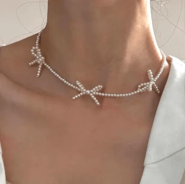 Pearl Bowtie Necklace — view 1 Pearl Bowtie Necklace — view 1