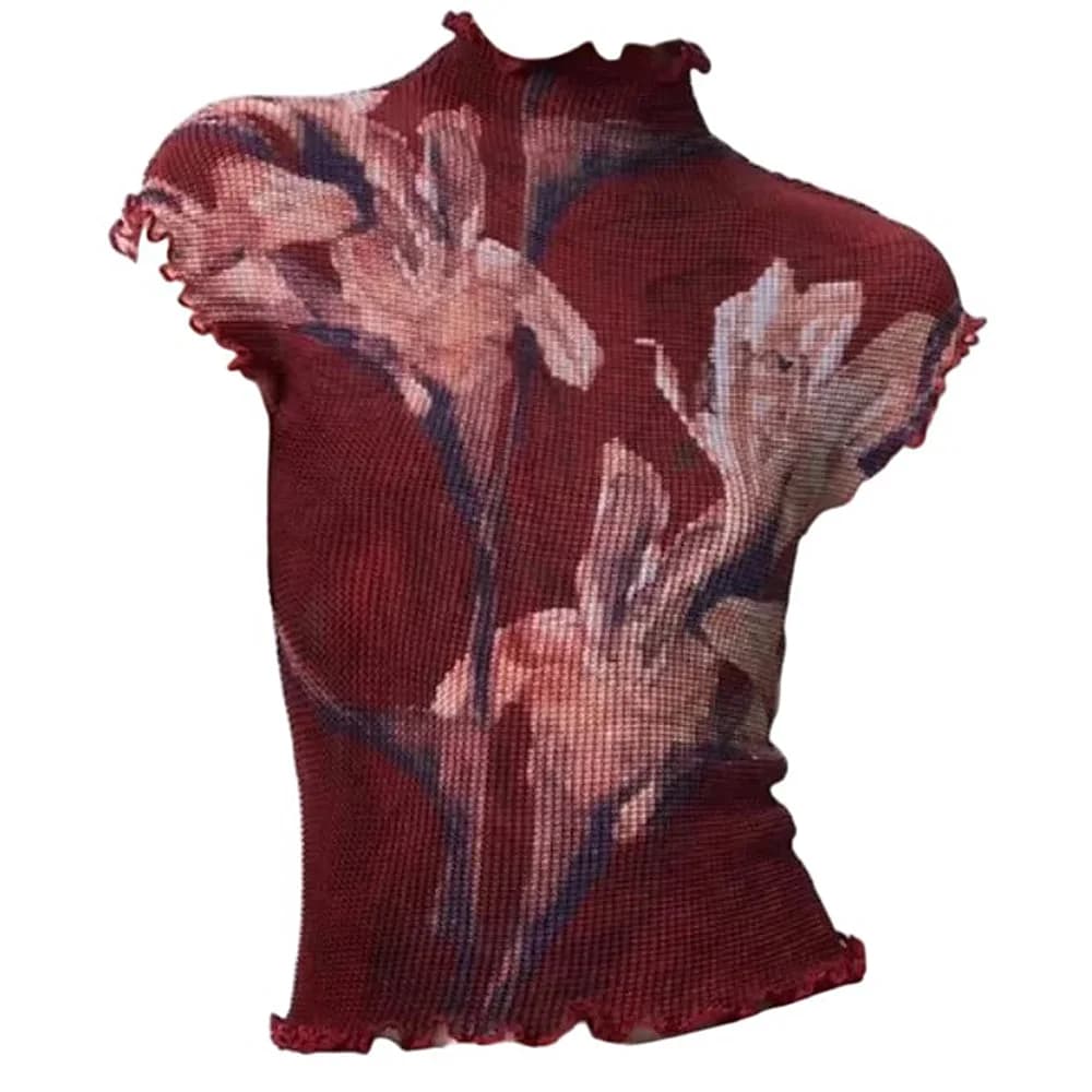 Crimson Bloom Mesh Top — view 1 Crimson Bloom Mesh Top — view 1