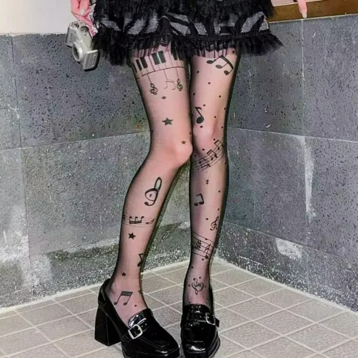 Music Note Sheer Tights — view 1 Music Note Sheer Tights — view 1