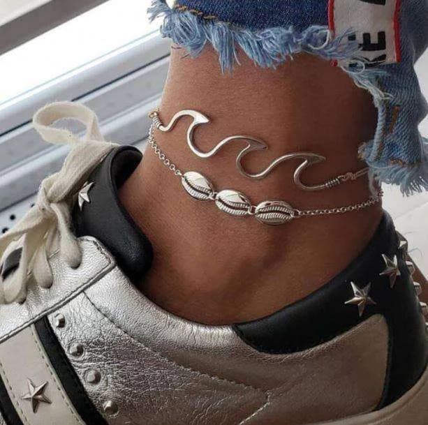 Shell & Wave Pendant Anklets — view 2 Shell & Wave Pendant Anklets — view 2