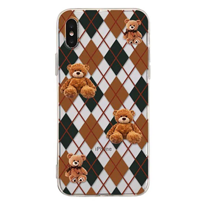 Bear Argyle Pattern iPhone Case — view 1 Bear Argyle Pattern iPhone Case — view 1