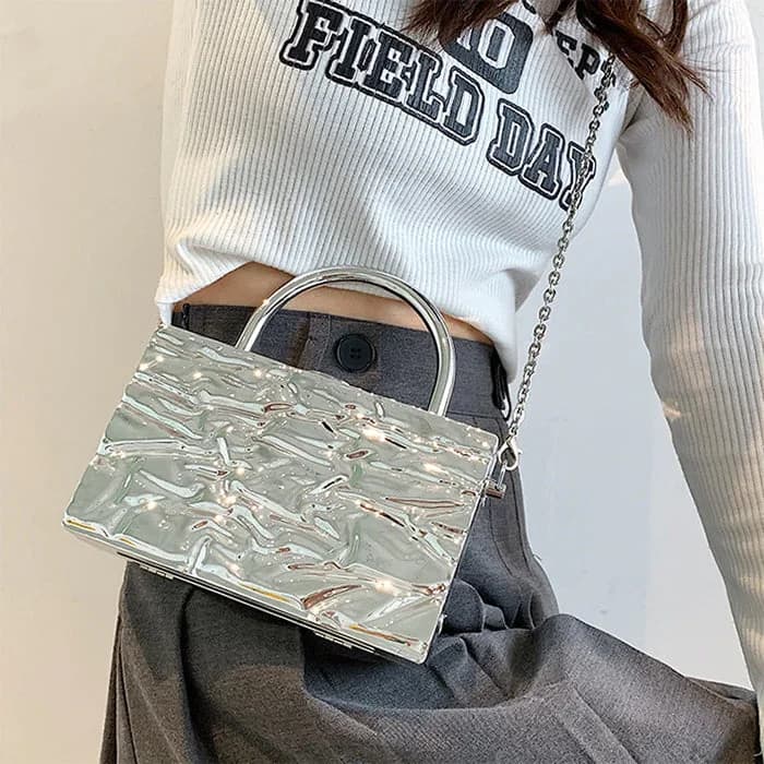 Crumpled Metal Chain Bag — view 2 Crumpled Metal Chain Bag — view 2