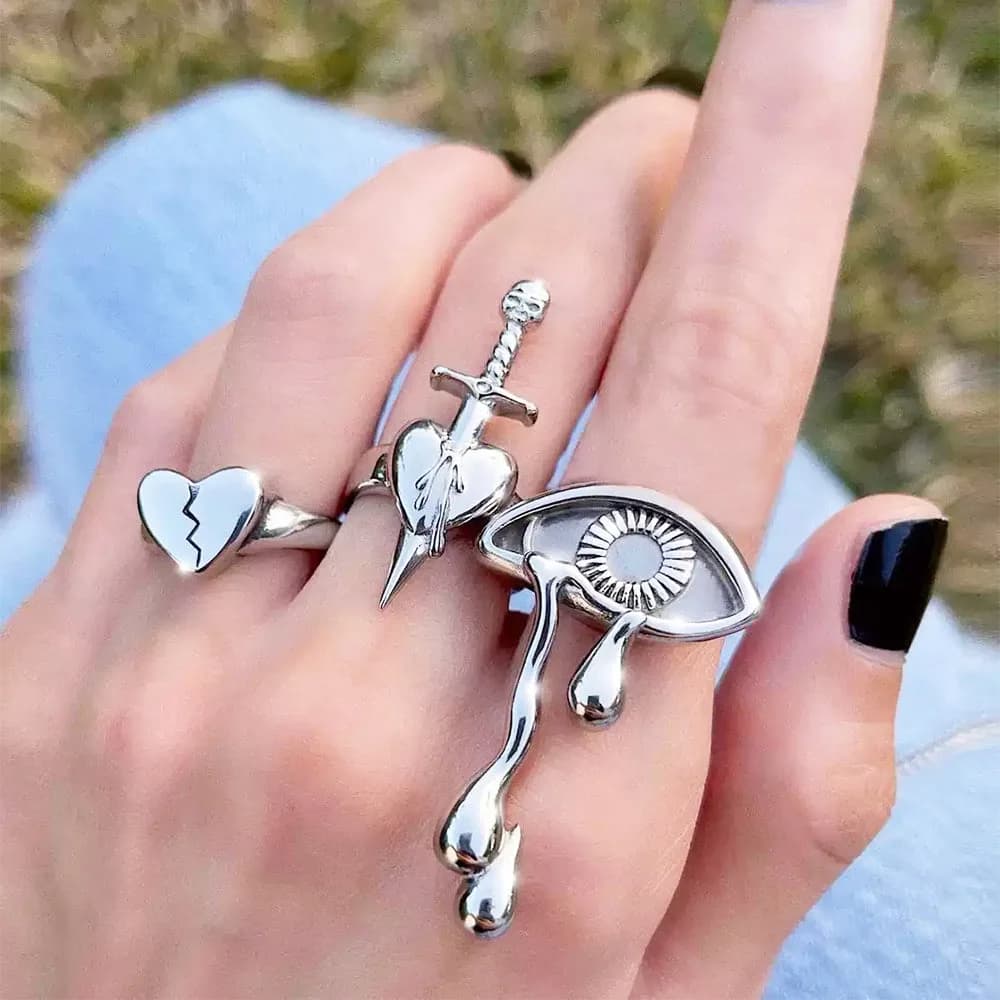 Grunge Aesthetic Ring Set — view 2 Grunge Aesthetic Ring Set — view 2
