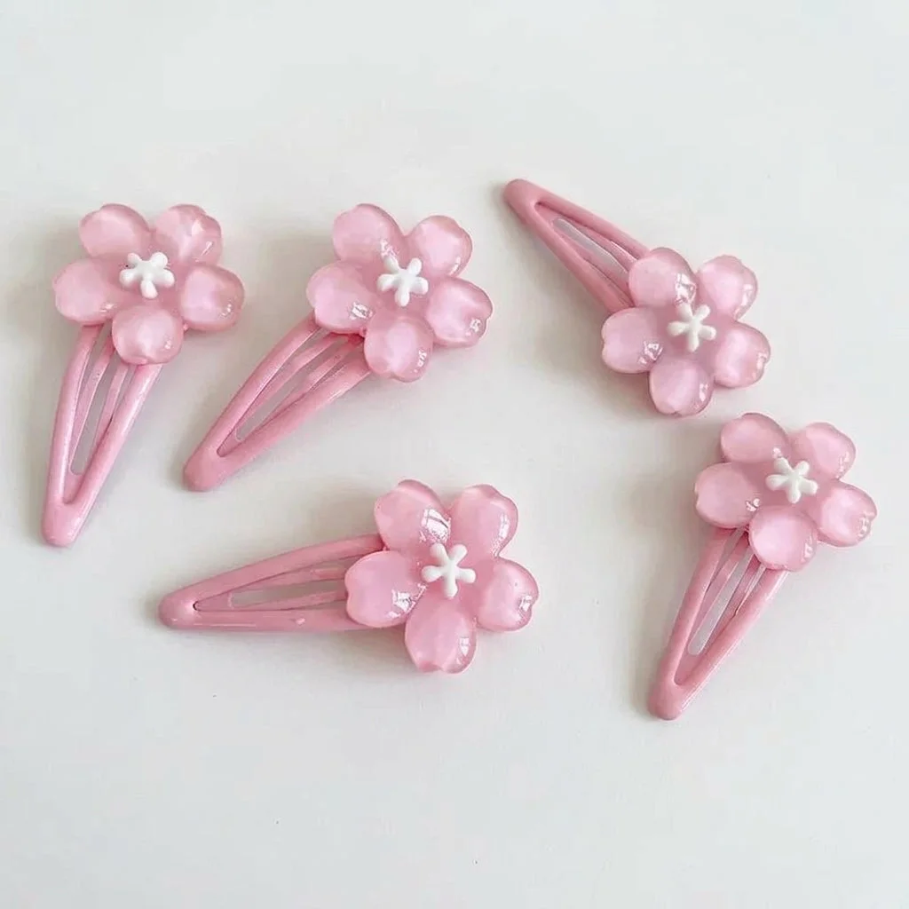 Decora Sakura Snap Clip Set Pink Cherry Blossom Hair Clips — view 1 Decora Sakura Snap Clip Set Pink Cherry Blossom Hair Clips — view 1