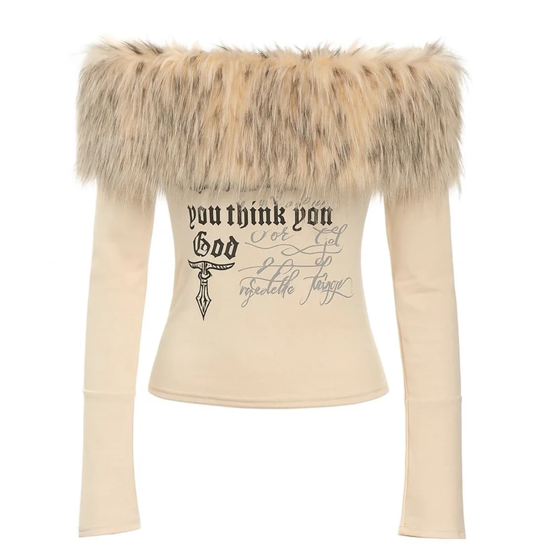Y2K Aesthetic Fur Top — view 1 Y2K Aesthetic Fur Top — view 1