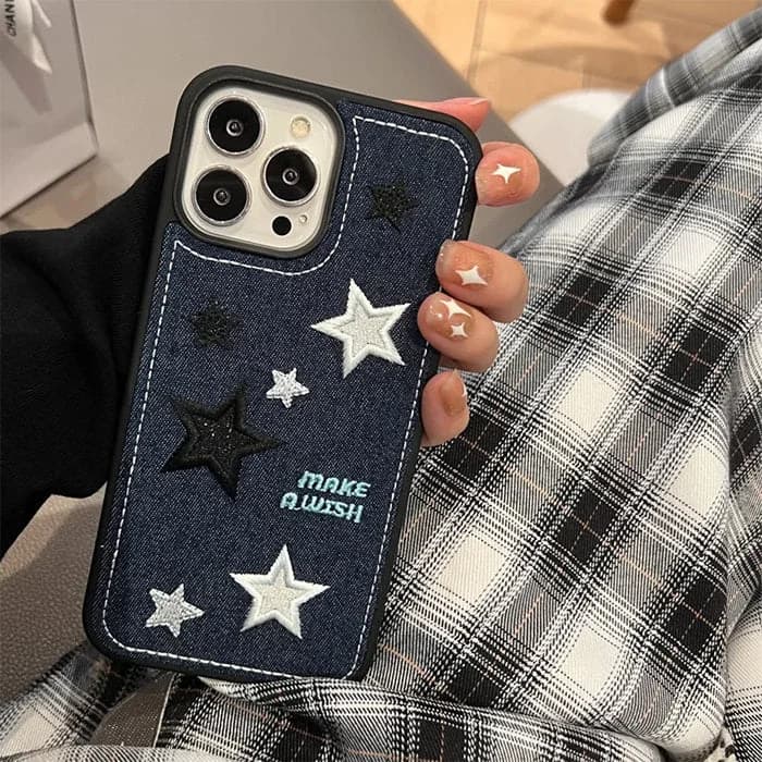 Y2K Aesthetic Denim Star iPhone Case — view 2 Y2K Aesthetic Denim Star iPhone Case — view 2