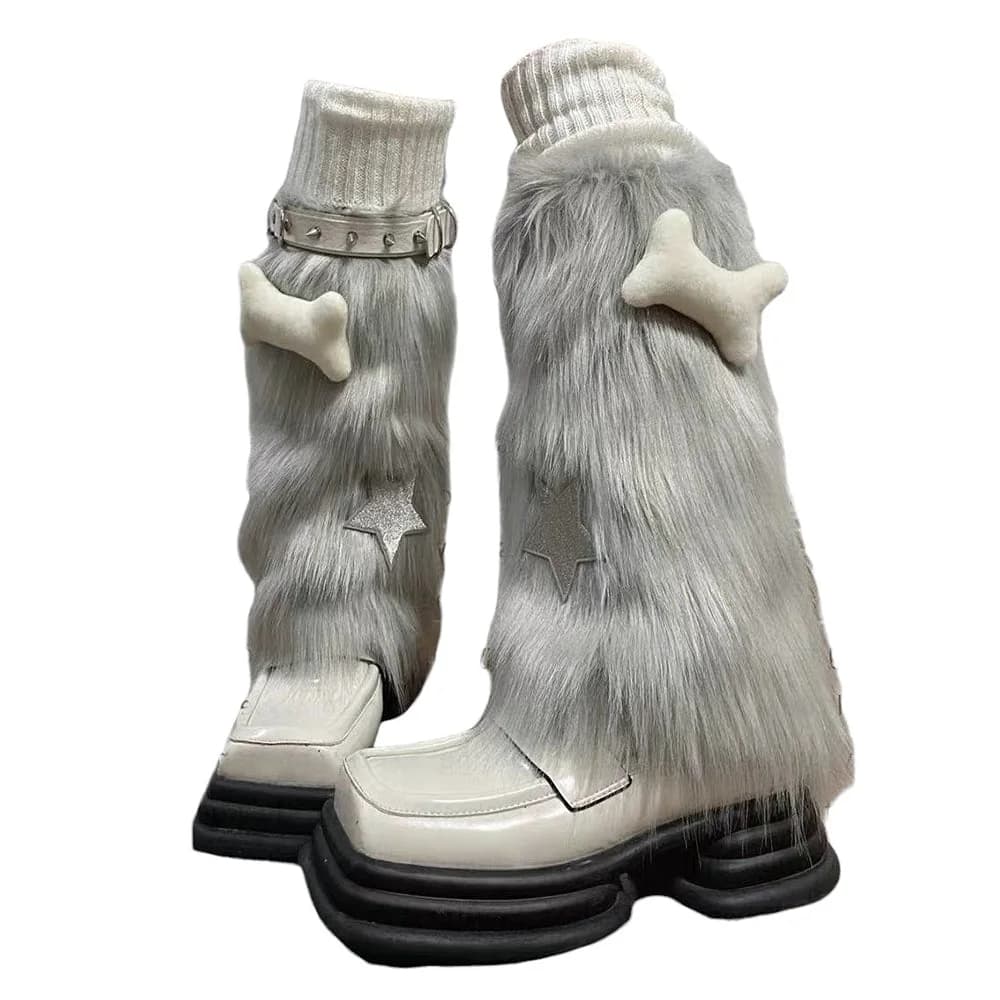 Y2K Star Fuzzy Leg Warmers — view 1 Y2K Star Fuzzy Leg Warmers — view 1