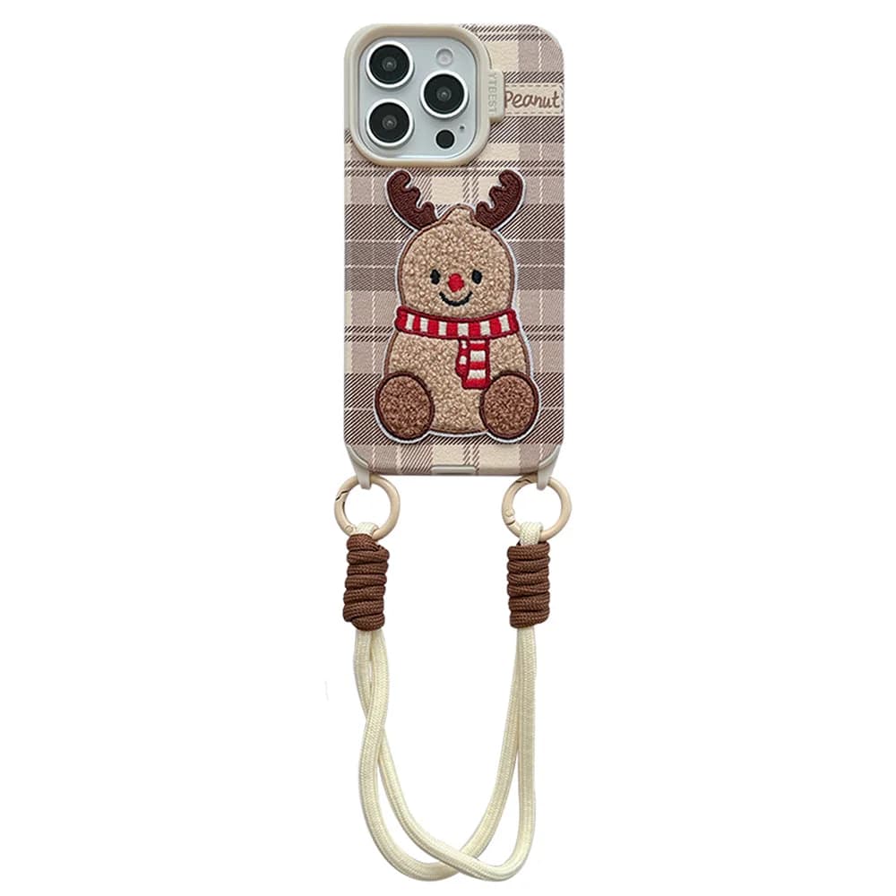Christmas Deer Embroidery iPhone Case — view 1 Christmas Deer Embroidery iPhone Case — view 1