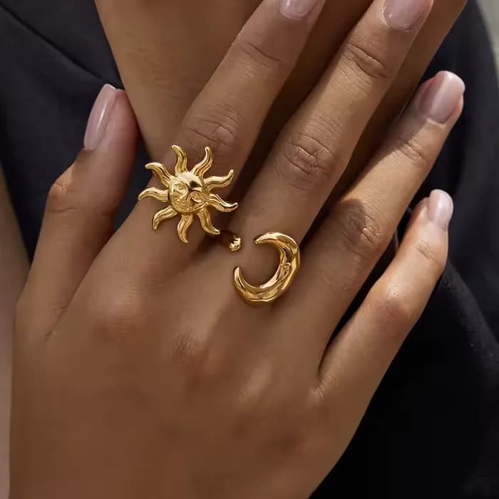 Celestial Sun and Moon Ring Set — view 2 Celestial Sun and Moon Ring Set — view 2