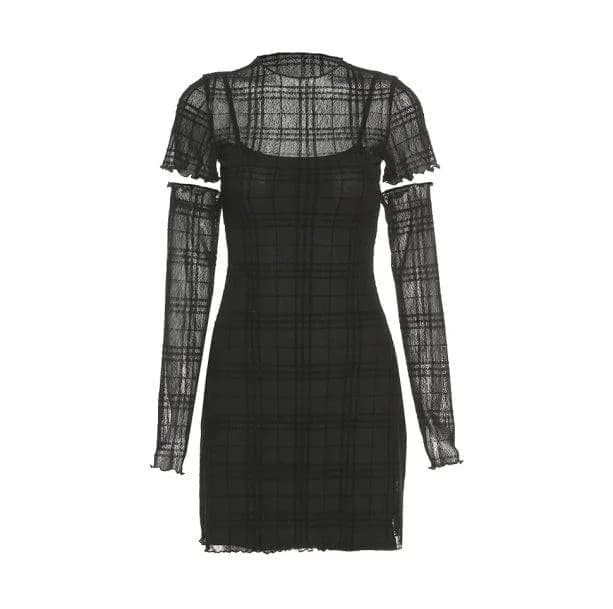 Black Plaid Mini Dress — view 1 Black Plaid Mini Dress — view 1