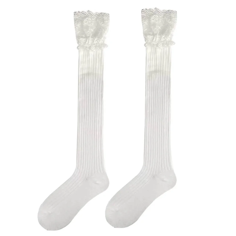 Lace Trim Knee High Socks — view 2 Lace Trim Knee High Socks — view 2