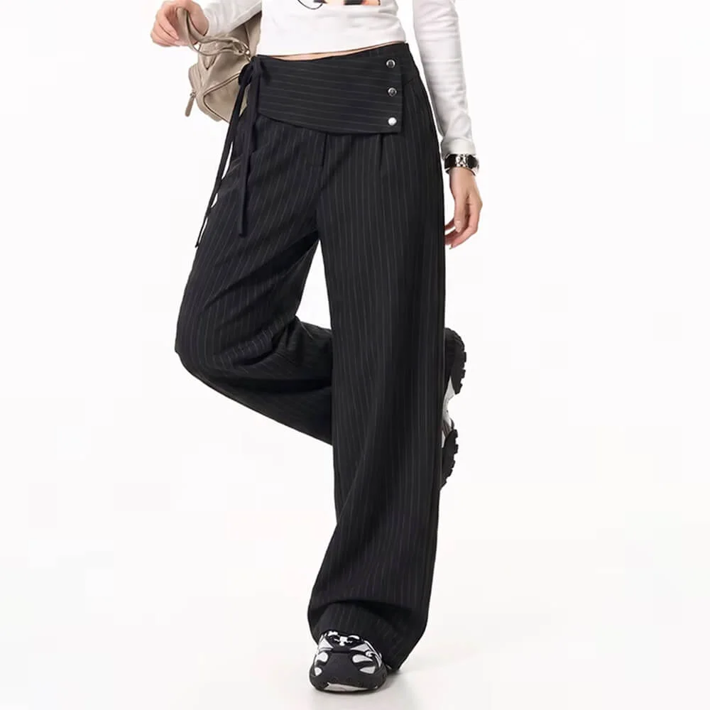 Corporate Girl Asymmetric Pinstripe Pants — view 2 Corporate Girl Asymmetric Pinstripe Pants — view 2