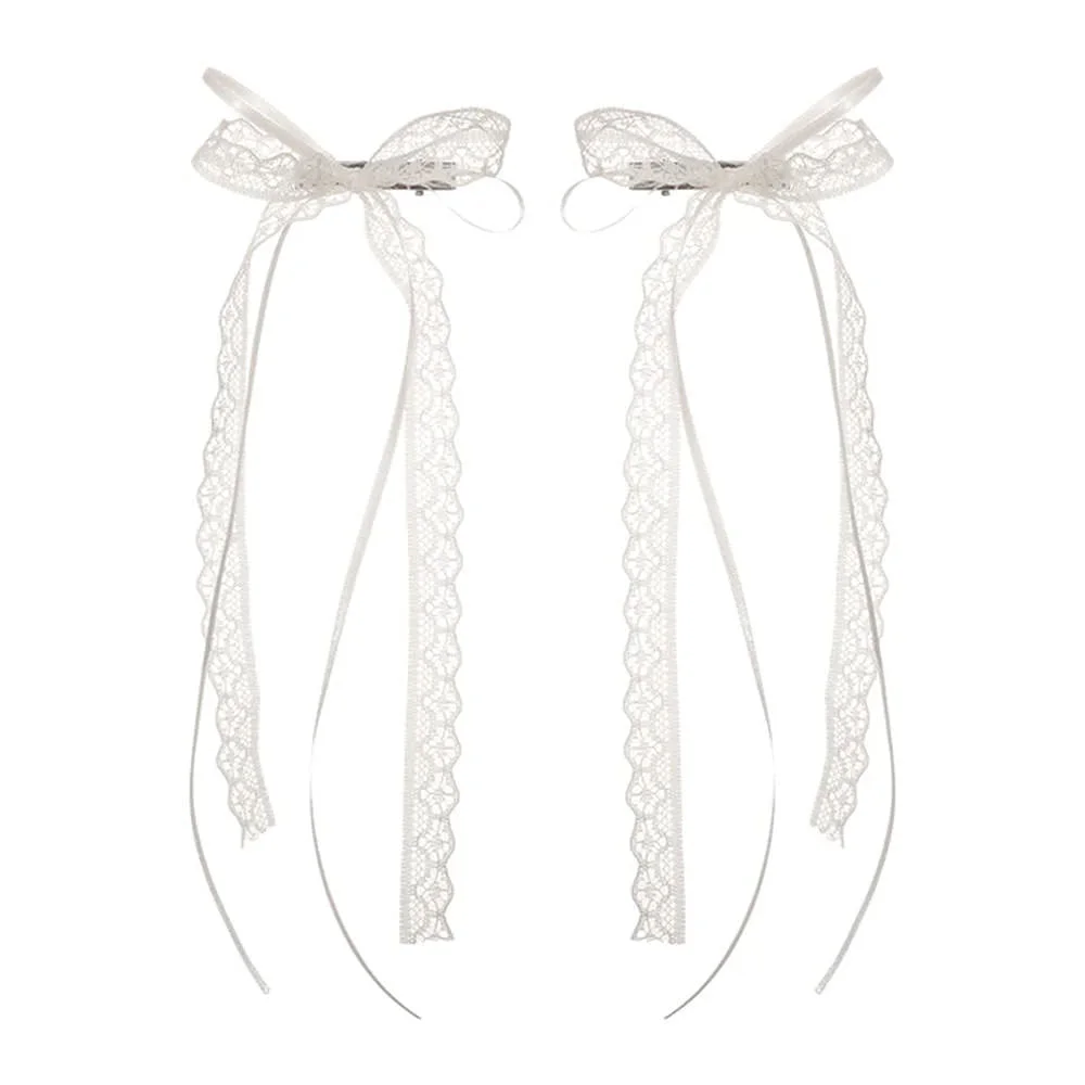 Coquette Aesthetic Lace Hair Bow Clip — view 1 Coquette Aesthetic Lace Hair Bow Clip — view 1
