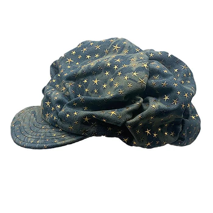 Y2K Stars Denim Baker Boy Cap — view 1 Y2K Stars Denim Baker Boy Cap — view 1