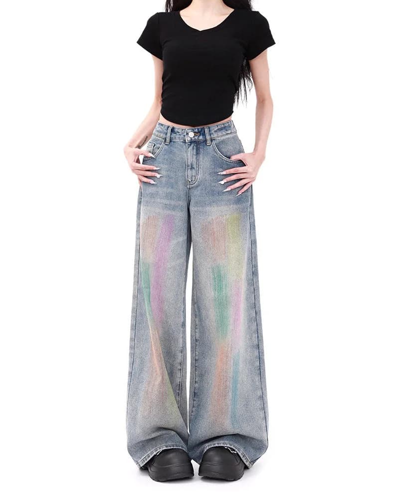 Vintage Style Brush Strokes Jeans — view 2 Vintage Style Brush Strokes Jeans — view 2