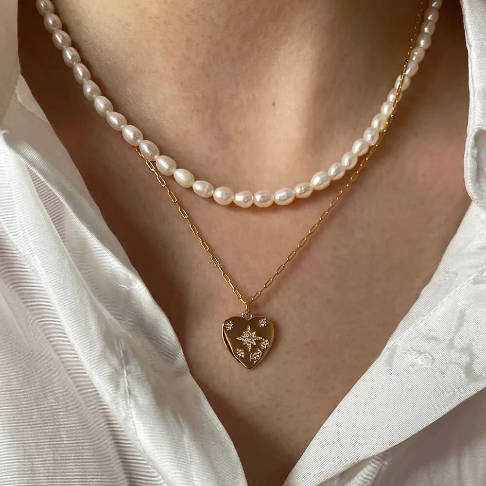 Vintage Heart Coin Necklace — view 2 Vintage Heart Coin Necklace — view 2